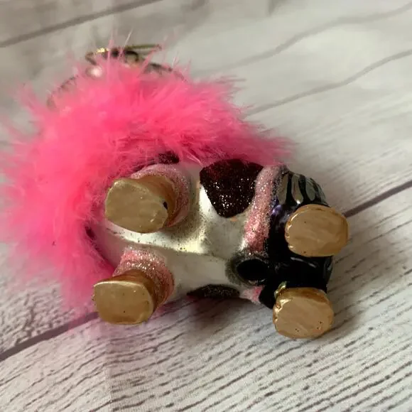 Yorkshire Terrier Dog Glass Christmas Tree Ornament Ballerina Feather Boa Yorkie - Picture 8 of 16